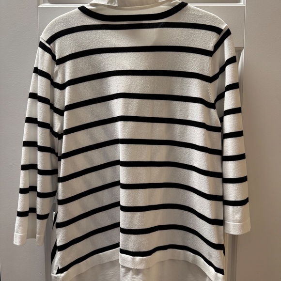 Chico’s Black & White Striped Layered Look Sweater – Size 2 (12-14) - Picture 2 of 2